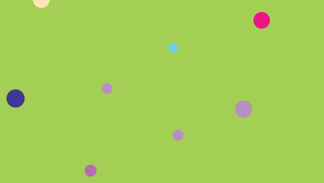 Minimalist art background featuring scattered colorful circles on soft lime green surface simple vector graphic for modern business design.