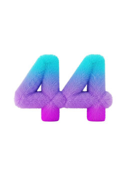 Fluffy number forty four with blue and purple gradient