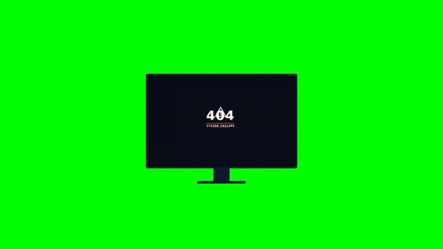Motion of computer screens displaying error messages on green background for technology demonstration.