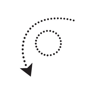 Dotted arrow spiral moving counterclockwise arrow.
