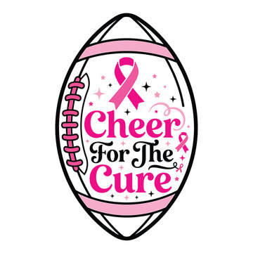 Cheer for the cure football design featuring breast cancer awareness halloween vector elements for sports themed october fundraising event graphics