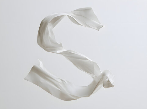 A sheet of blank white paper floats, twists, and is isolated against a white background, featuring a clipping path and design element