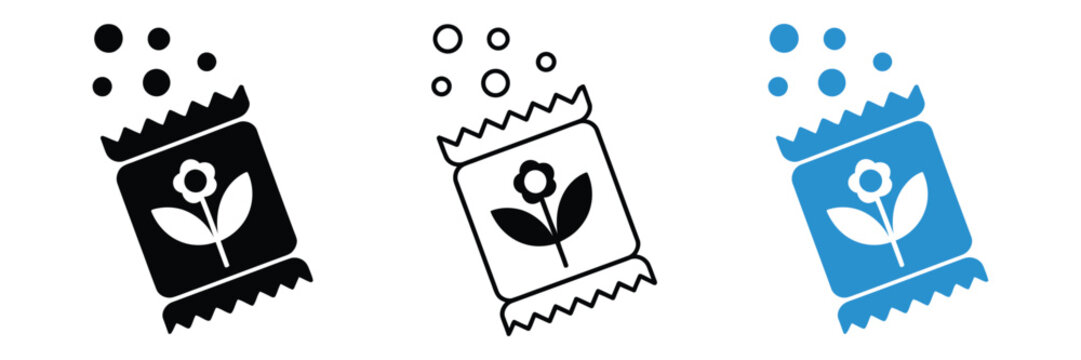 Seed packet icon isolated on white background, vector illustration featuring flower seed packets for gardening, planting and fresh bloom concepts.