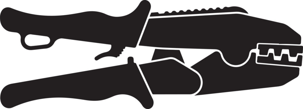 MC4 Crimping Tool Black Silhouette Isolated on White Background