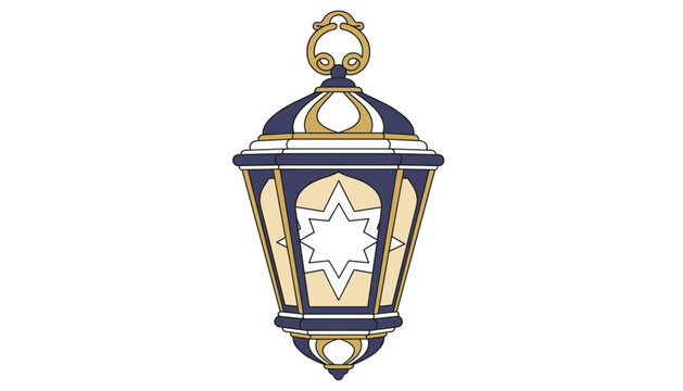 Classic hanging lantern ornament featuring a star design and elegant gold details, symbolizing ramadan or light source.