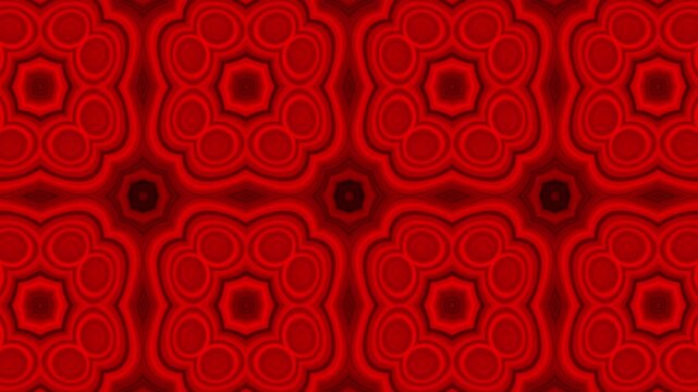 Dark red geometric kaleidoscope pattern. Abstract symmetrical motion background design.