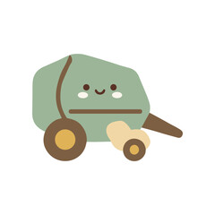 Cute smiling hay baler machine cartoon character, agricultural equipment © daksarupa