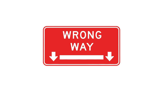 Wrong Way Sign - Red Rectangular Warning with Arrows