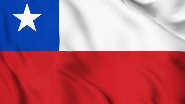 Chile National Flag Waving in Wind with Realistic Fabric Texture, Seamless Loop Animation 4K