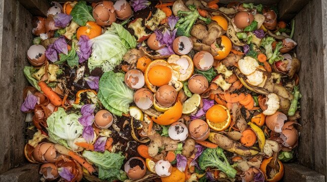 Detailed closeup of organic waste for composting as a background texture