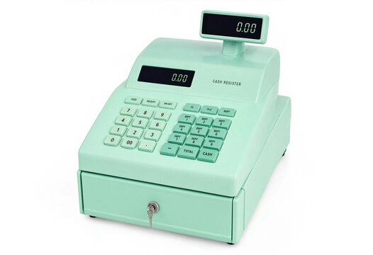 Vintage style pastel green electronic cash register for boutique retail business shop