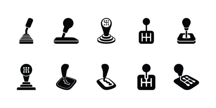 Manual Gear Shift Lever Icons Vector Set