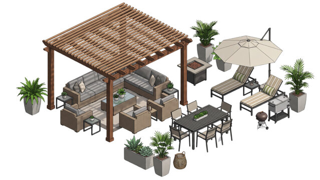 AutoCAD buildings architecture vector collection for patio and garden design