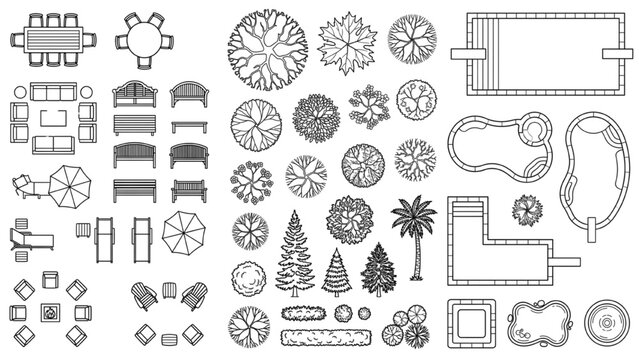 AutoCAD buildings architecture vector collection for landscape design and planning