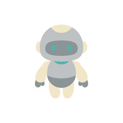 Obraz premium Cute Cartoon Robot Character on White Background, Futuristic Technology Concept