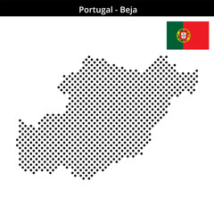 Obraz premium Map of Portugal region Beja in medium sized cross shaped dots