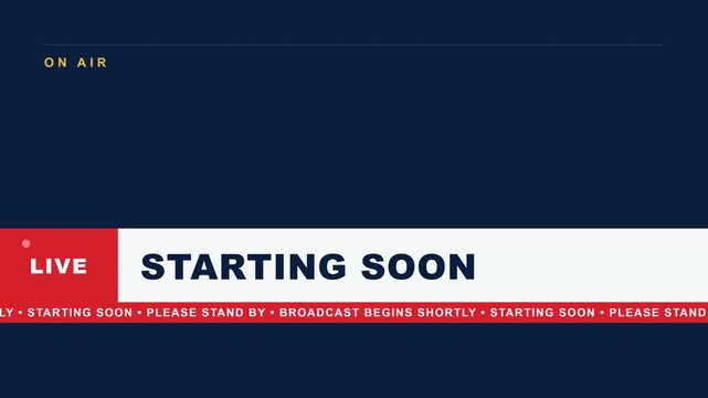 Starting Soon Broadcast News Lower Third Ticker Live Bar Scrolling Strap 4K