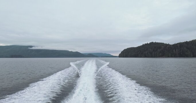 White foamy wake left by boat closeup