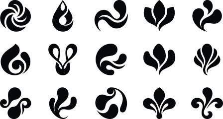 Black floral design elements for luxury branding and packaging © MD
