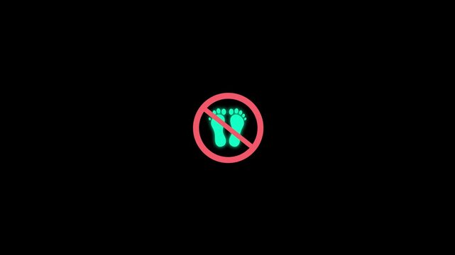 No trespassing sign neon restricted area warning symbol animation