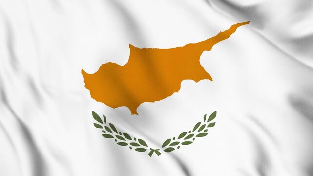 Cyprus Island National Flag Waving in Wind with Realistic Fabric Texture, Seamless Loop Animation 4K