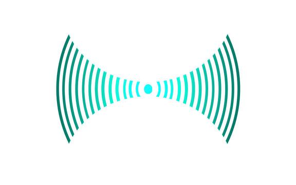 ​Creative gradient communication wave motif displaying horizontal radial arcs in smooth cyan color tones