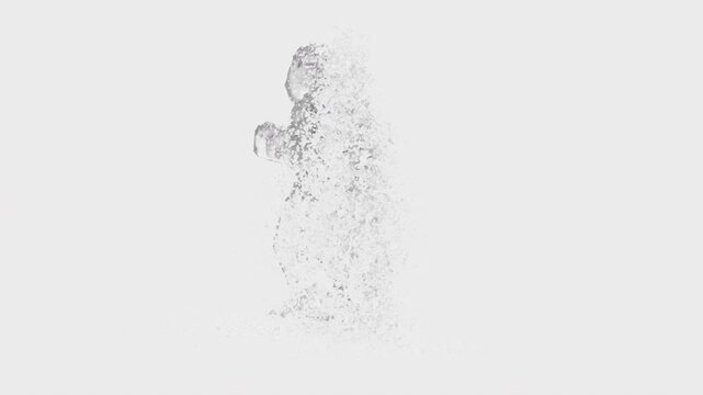 Water Splash Breakdance Character Front View with Alpha Matte