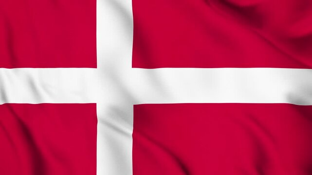 Denmark National Flag Waving in Wind with Realistic Fabric Texture, Seamless Loop Animation 4K