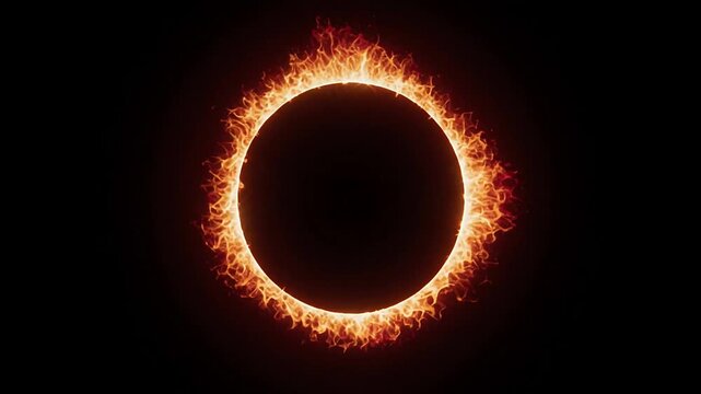 A total solar eclipse creates a glowing ring of fire against the dark sky.