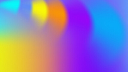 Fototapeta premium Abstract 16:9 grainy gradient background with electric purple blue aura light, yellow glow blur, and fine noise grain texture for presentation cover or web banner backdrop