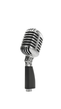Vintage style retro dynamic microphone on background with microphone broadcast recording performance professional equipment communication technology metallic entertainment as PNG asset