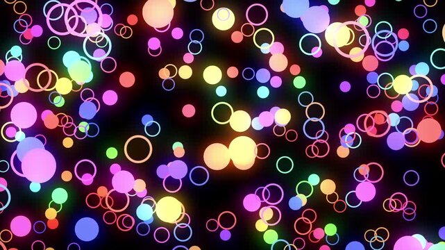 2D circle colorful shapes flying Particles space abstract background