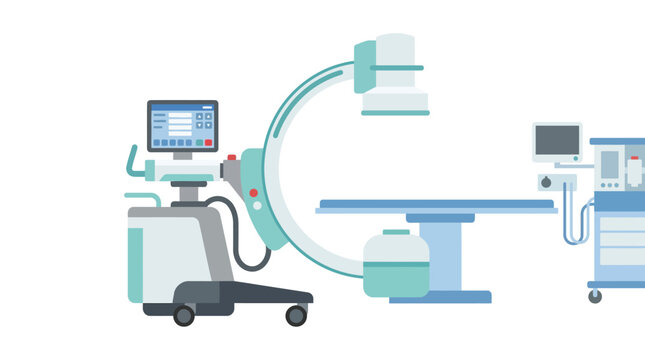Medical C-arm X-ray Machine and Patient Monitor in Operating Room