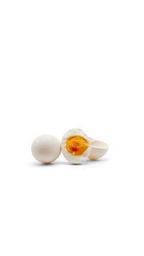 Boiled egg whole and halved with breakfast nutrition prepared ingredient culinary isolated as PNG