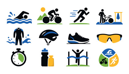 Obraz premium Collection of colorful sports and fitness icons.