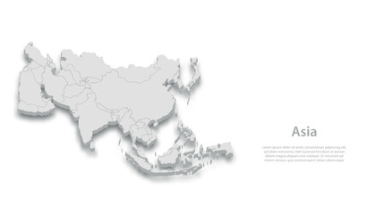 Fototapeta premium 3D Map of Asia - Continent Outline