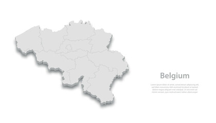 Fototapeta premium 3D Map of Belgium with Provinces