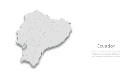 Fototapeta premium Ecuador Map 3D Isometric Design