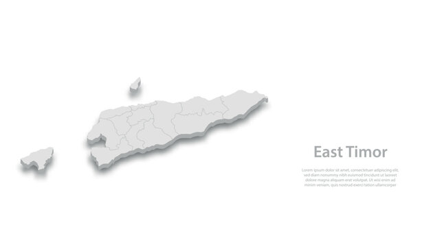 East Timor 3D Map with Administrative Divisions