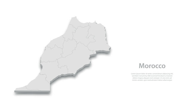 Morocco Country Map 3D Illustration with Text Space