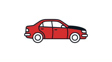 Fototapeta premium Red sedan car transport vector icon