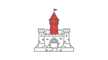 Obraz premium Medieval castle fortress with central tower icon.