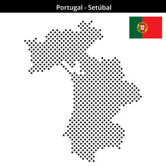 Obraz premium Map of Portugal region Setúbal in medium sized cross shaped dots