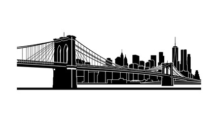Obraz premium Brooklyn Bridge Silhouette and New York City Skyline