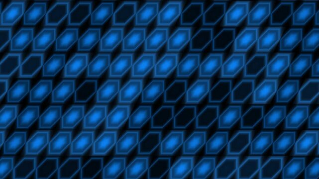 Seamless Loop of Blue Glowing Geometric Hexagon Pattern