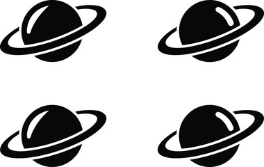 Saturn planet with rings icon set for space astronomy and science education designs © MstBabli