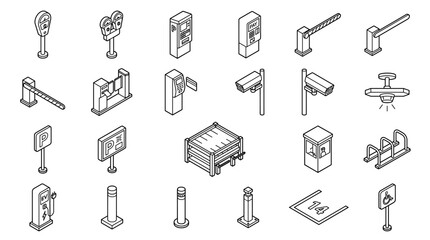 Obraz premium Isometric Parking and Infrastructure Icon Set