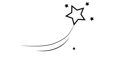 Continuous single line drawing of a shooting star with smaller celestial stars for magical festive banner art © Jui