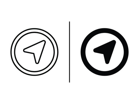Navigation Compass Pointer Location Direction Vector Icon in Outline and Filled Styles