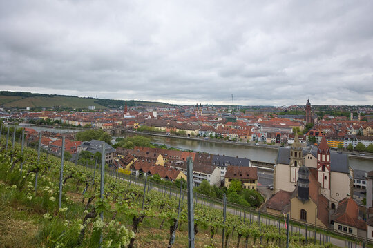 A view of W&uuml;rzburg in Germany on a cloudy day in May 2026.